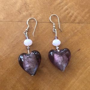 Heart shaped glass earrings